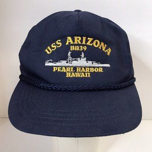 Vintage Made in USA USS Arizona Pearl Harbor Hawaii Snapback Hat